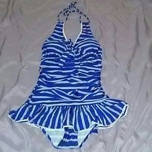 Retro-style halter one-piece swimsuit